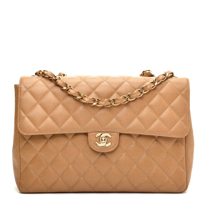 Chanel Caviar Jumbo Single Flap Beige 1 of 11