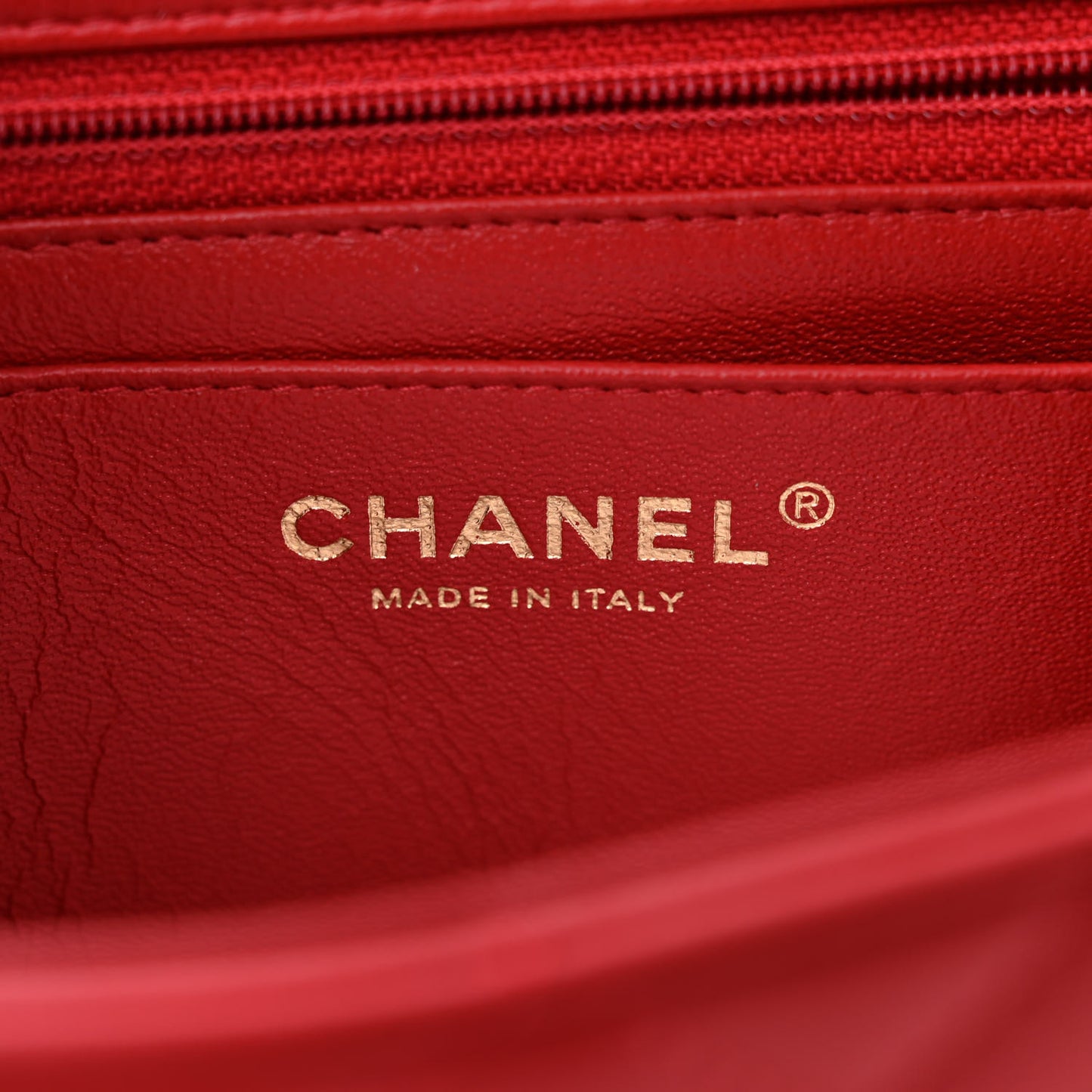 Lambskin Quilted Mini Rectangular Flap Red