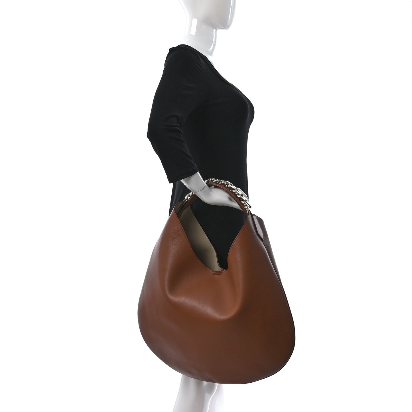Calfskin Small Infinity Hobo Bag Brown