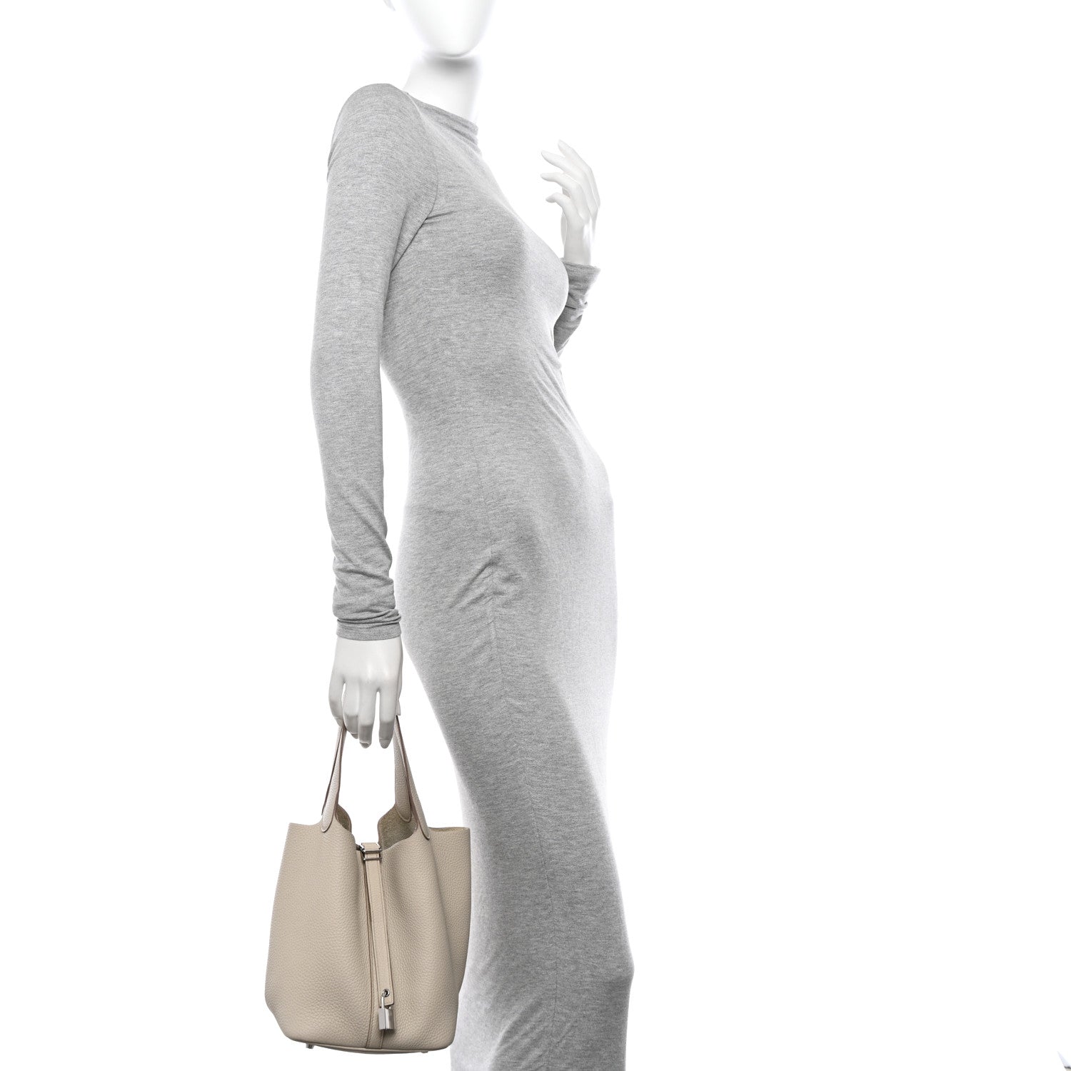 Hermes Taurillon Clemence Picotin Lock 22 MM Beton 2 of 12