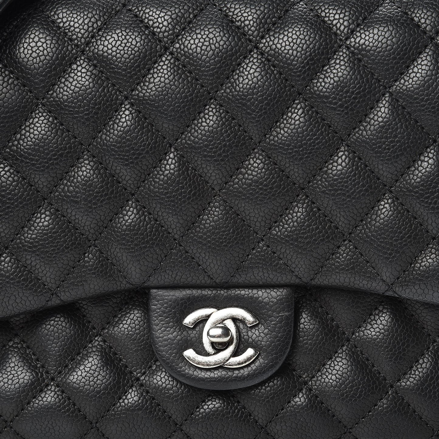 Caviar Quilted Medium Rock In Rome Single Flap Black