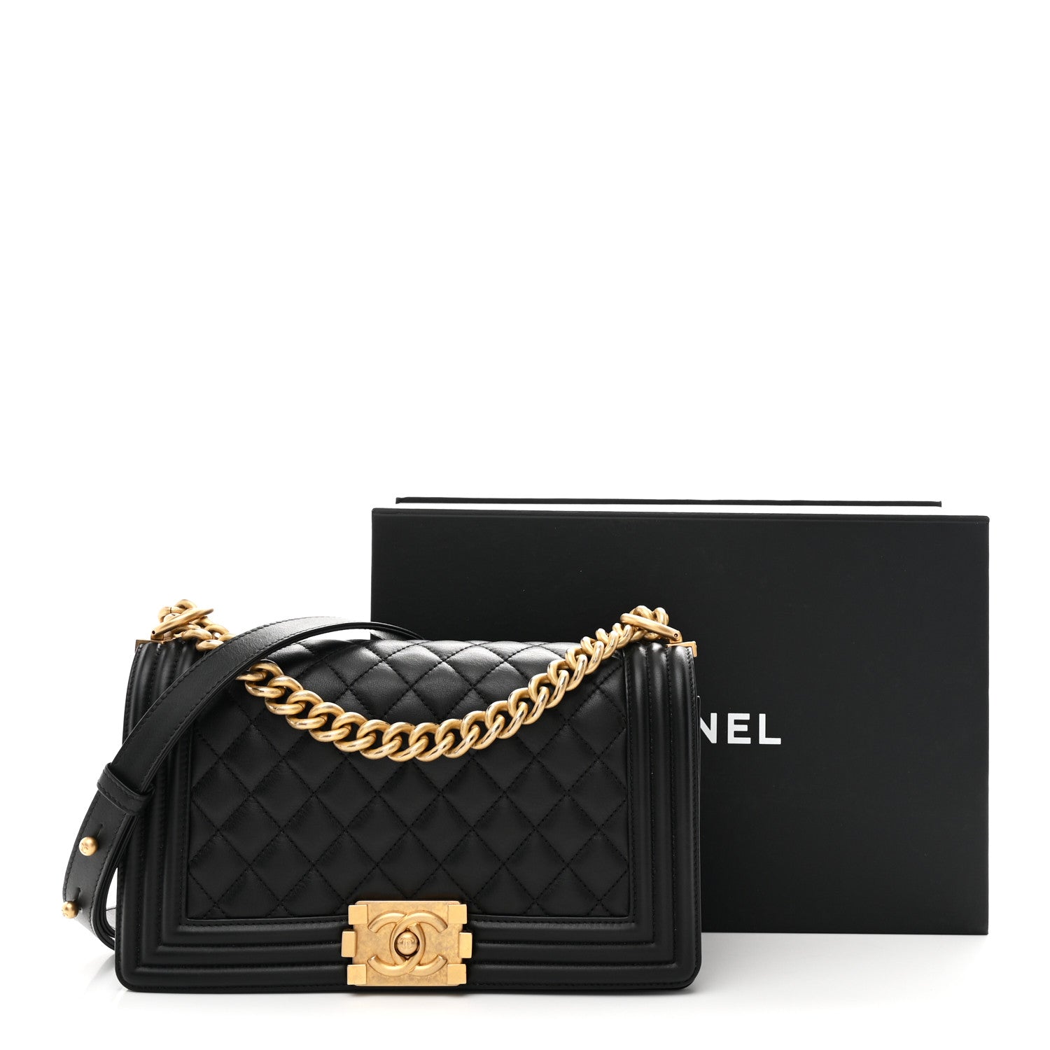 Chanel Lambskin Quilted Medium Boy Flap Black 11 of 11