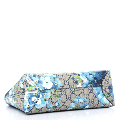 Gucci GG Supreme Monogram Blooms Small Reversible Tote Beige Blue Navy 4 of 10