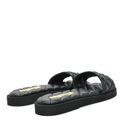 Chanel Lambskin Quilted Textured CC Mules Sandals 38.5 Black 5 of 9