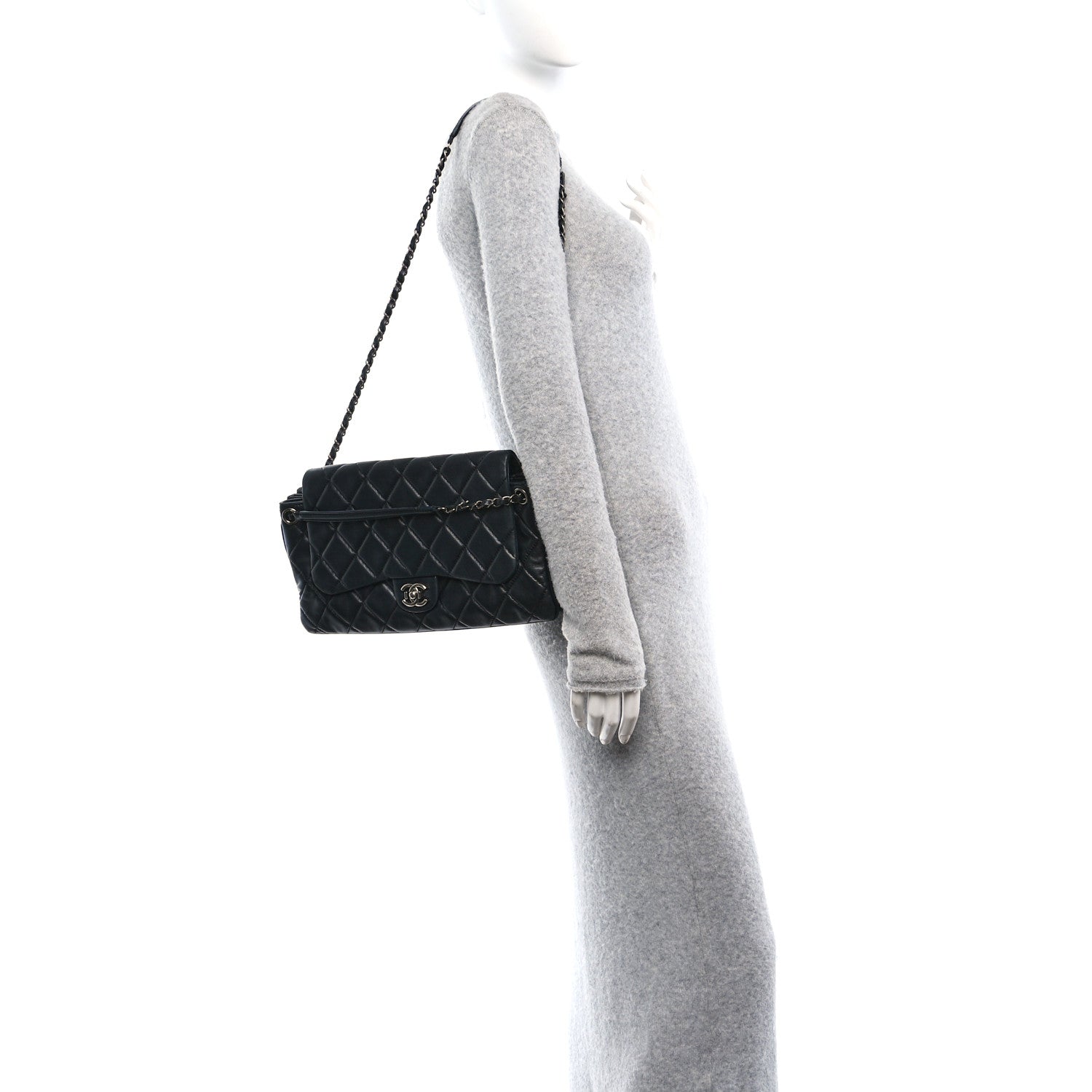 Chanel Lambskin Quilted Chanel 3 Accordion Flap Bag Black 3 of 10