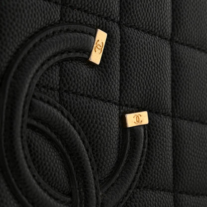 Chanel Caviar Quilted Medium CC Filigree Vanity Case Black 13 of 14