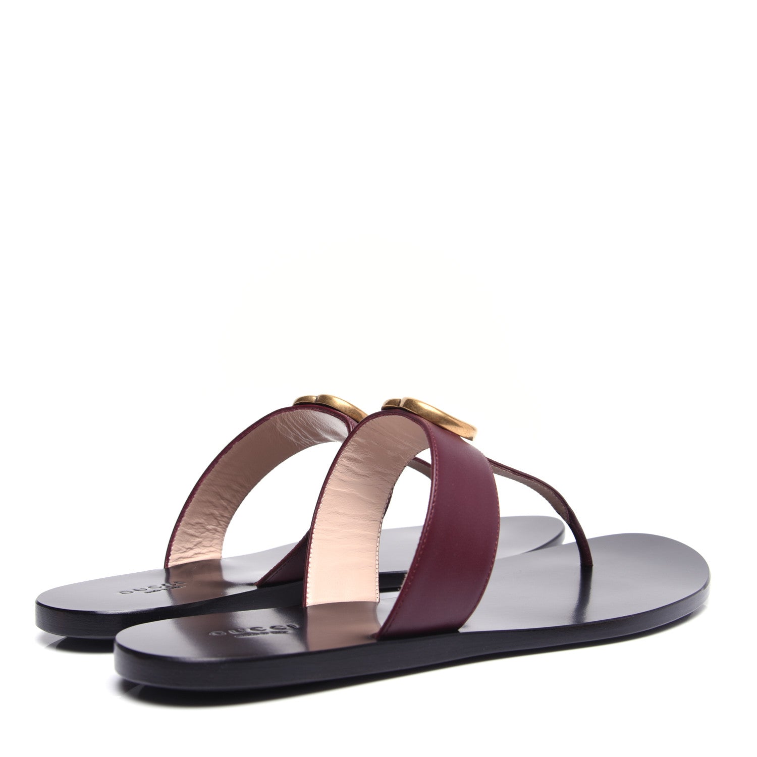 Gucci Calfskin GG Marmont Thong Sandals 39 Vintage Bordeaux 3 of 12