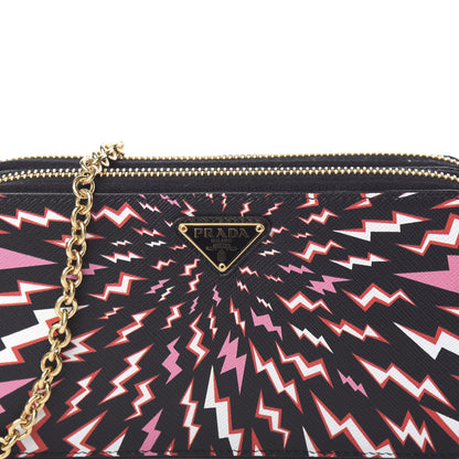 Prada X UNIVERSAL STUDIOS Saffiano Thunder Frankenstein Mini Double Zip Chain Crossbody Bag Lacca 7 of 9