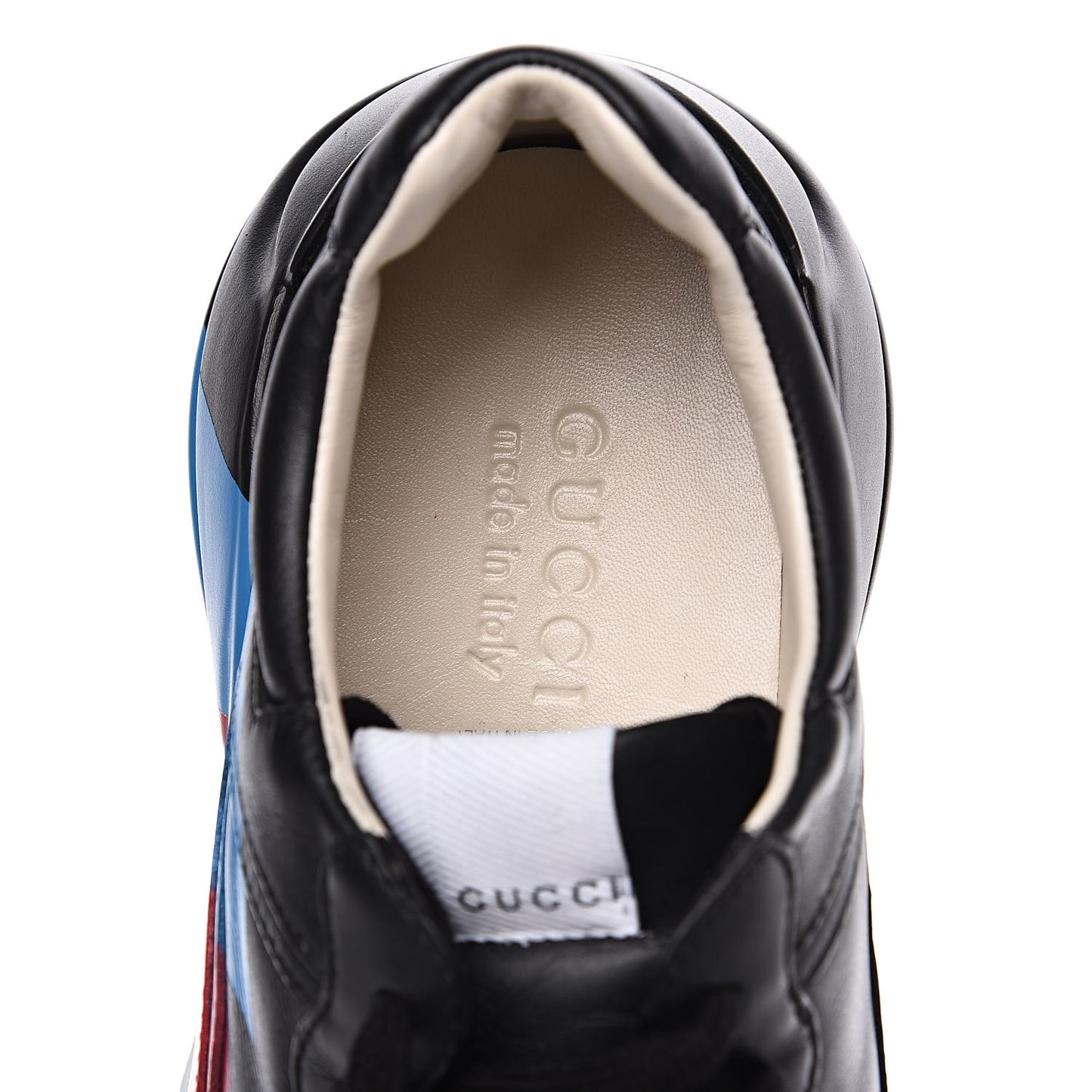 Calfskin Web Printed Mens Rhyton Sneakers 7 Black
