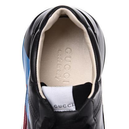 Gucci Calfskin Web Printed Mens Rhyton Sneakers 7 Black 6 of 9
