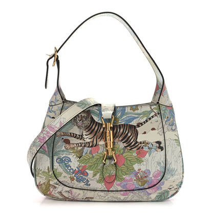 Gucci New Shangai Calfskin Tiger Savanah Small Jackie 1961 Hobo Chalky White Multicolor 1 of 9