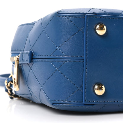 Chanel Calfskin Stitched Enamel CC Camera Case Bag Blue 8 of 9