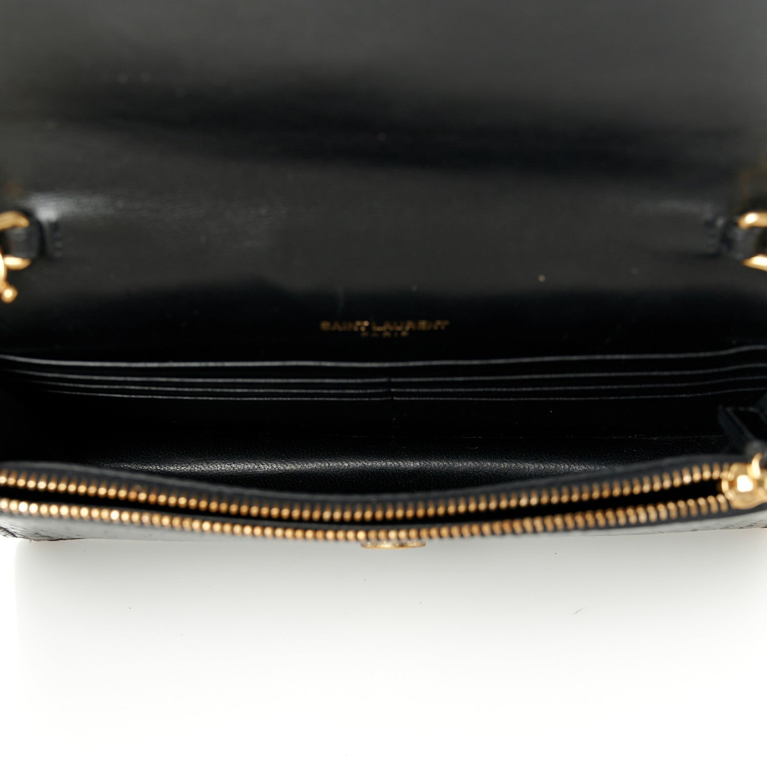 Saint Laurent Calfskin Crocodile Embossed Kate Monogram Tassel Chain Wallet Black 5 of 12