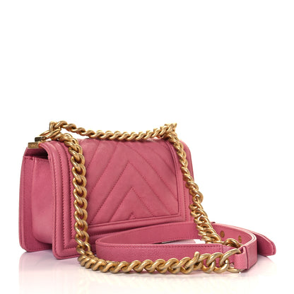 Chanel Caviar Chevron Quilted Small Boy Flap Dark Pink 9 of 40