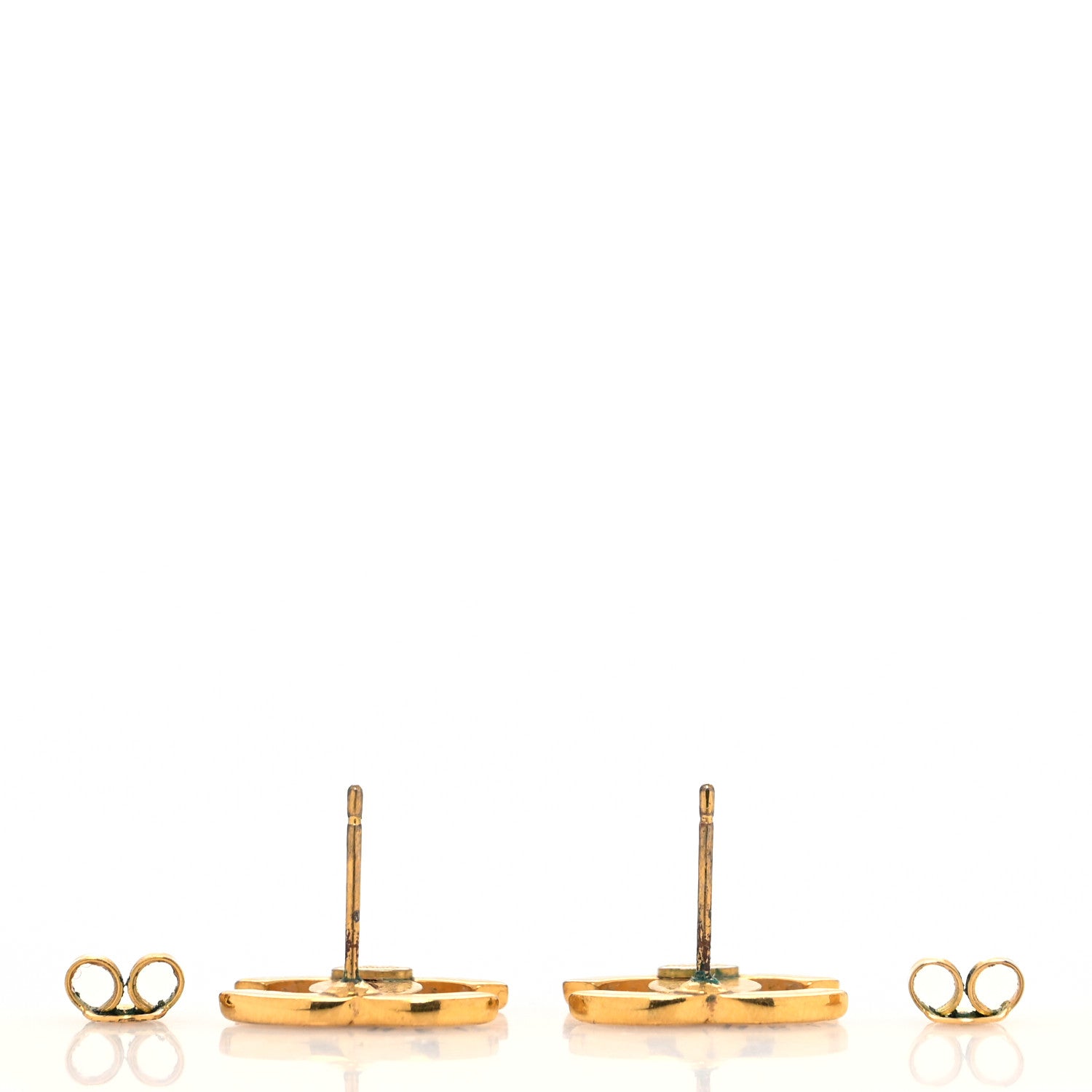Chanel Metal CC Engraved Stud Earrings Gold 3 of 4