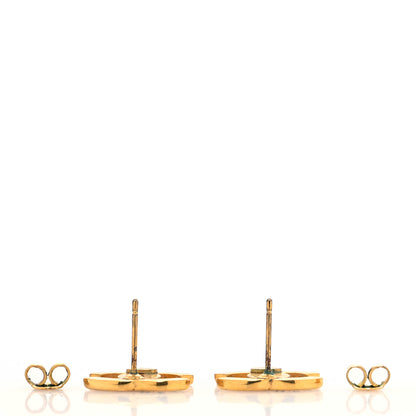 Chanel Metal CC Engraved Stud Earrings Gold 3 of 4