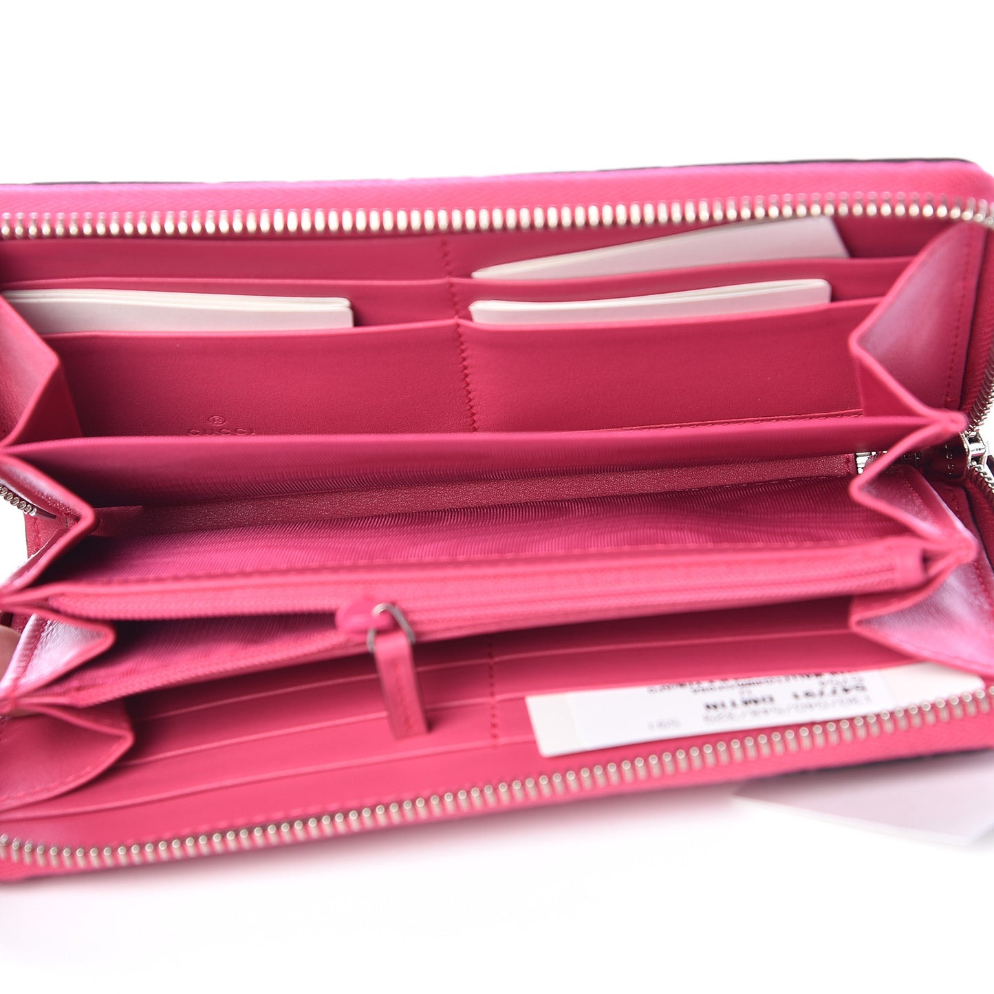 X MLB Guccissima Signature NY Yankees Embroidered Zip Around Wallet Box Pink Blue Ivory