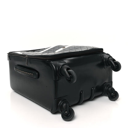 Chanel Vinyl Calfskin Quilted Coco Case Trolley Rolling Luggage Black 3 of 12