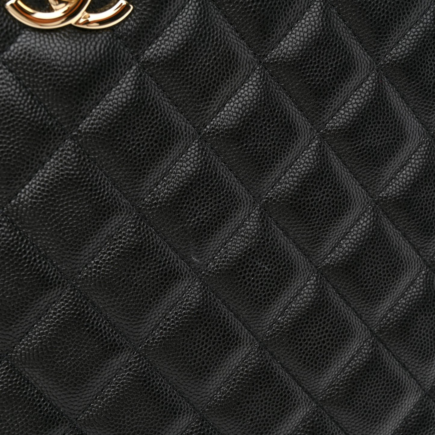 Caviar Quilted Large Shopping Tote Black