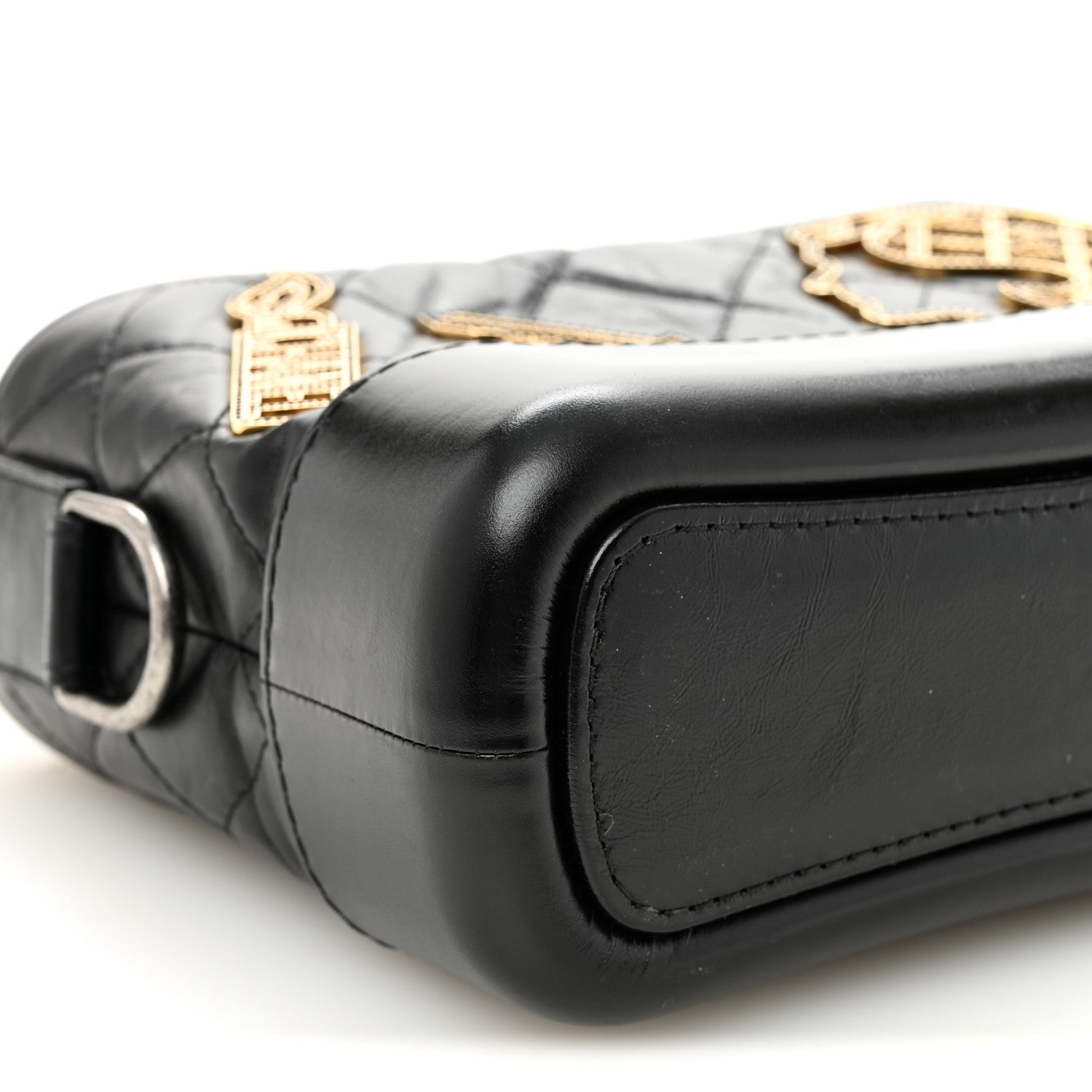 Chanel Aged Calfskin Quilted Charms Small Gabrielle Hobo Black 8 of 9