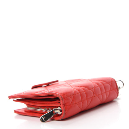 Christian Dior Lambskin Cannage Lady Dior Card Holder Red 4 of 12