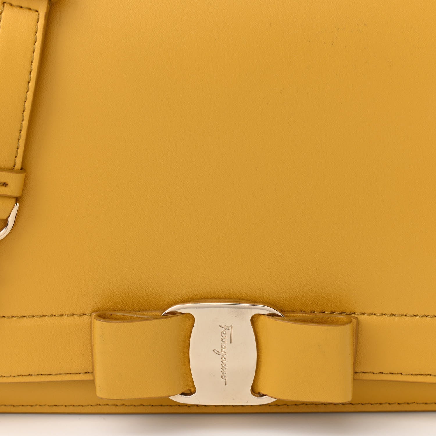 Salvatore Ferragamo Calfskin Small Vara Chain Crossbody Yellow 11 of 11