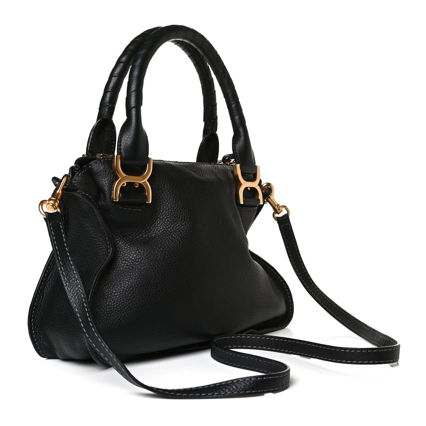 Calfskin Small Marcie Satchel Black