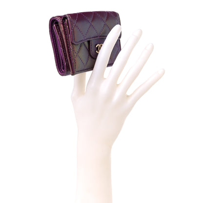 Chanel Iridescent Lambskin Small Quilted Flap Wallet Purple 2 of 13