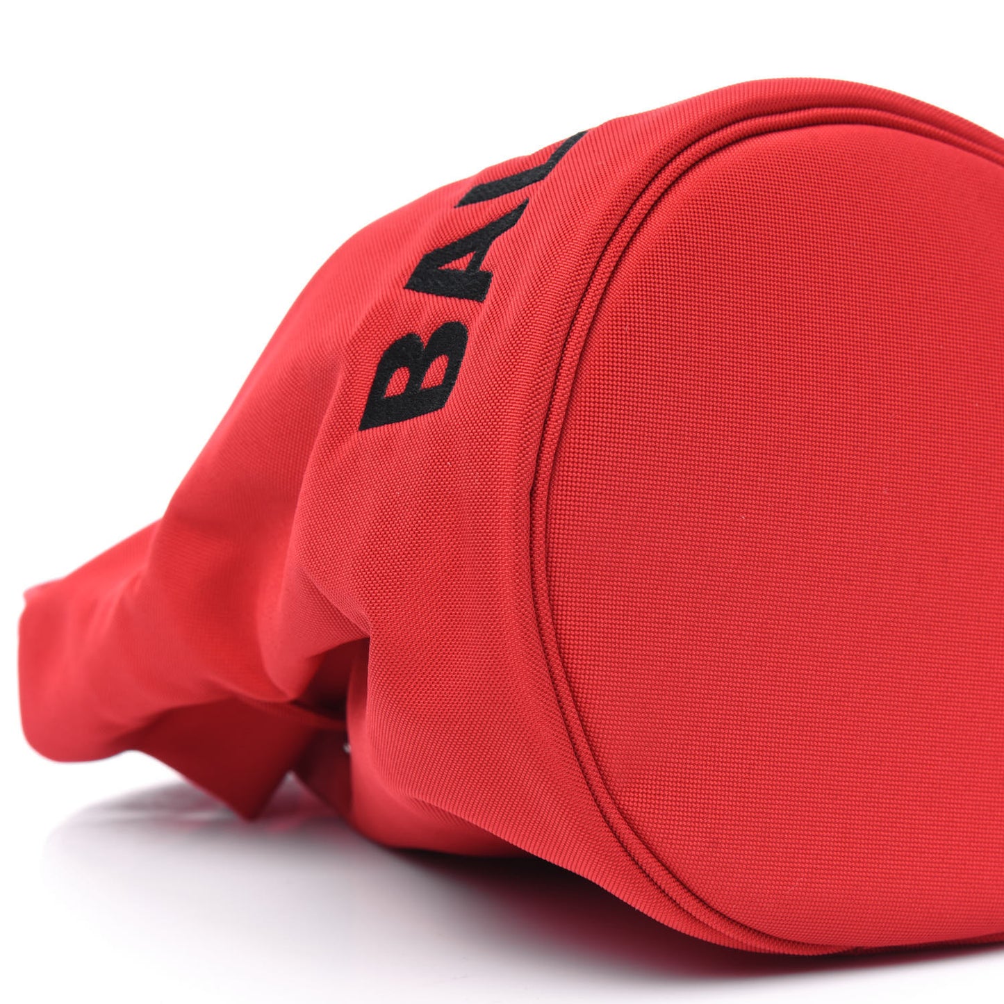 Recycled Sport Nylon Logo Embroidered Wheel Drawstring Bucket Bag XS Bright Red Black