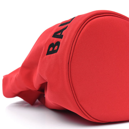 Balenciaga Recycled Sport Nylon Logo Embroidered Wheel Drawstring Bucket Bag XS Bright Red Black 9 of 11