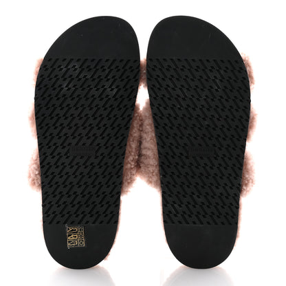 Hermes Woolskin Womens Chypre Sandals 39.5 Bois De Santal 6 of 8