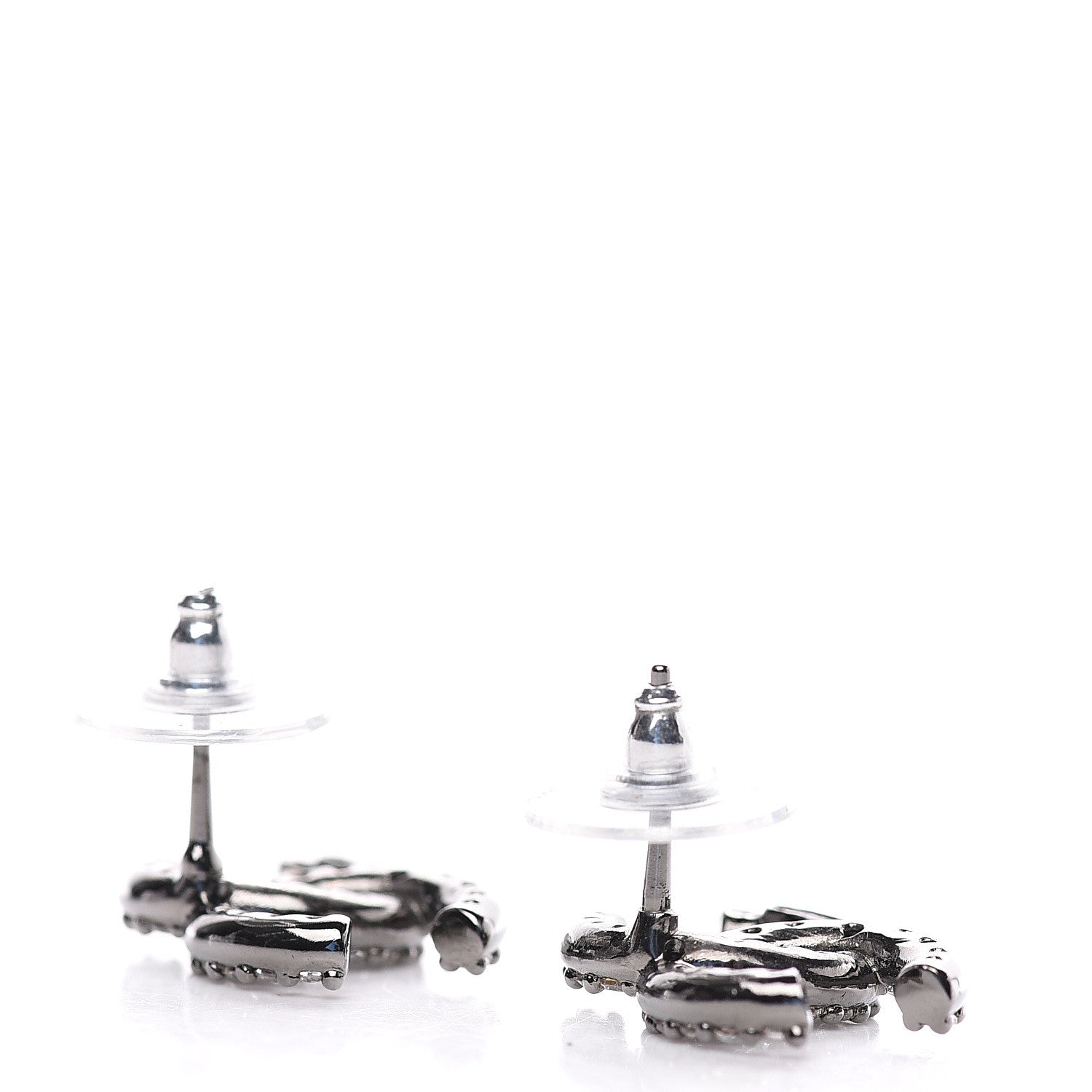 Chanel Crystal CC Earrings Silver 3 of 5