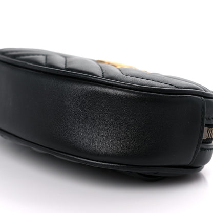 Gucci Calfskin Matelasse GG Marmont Belt Bag 85 34 Black 10 of 11