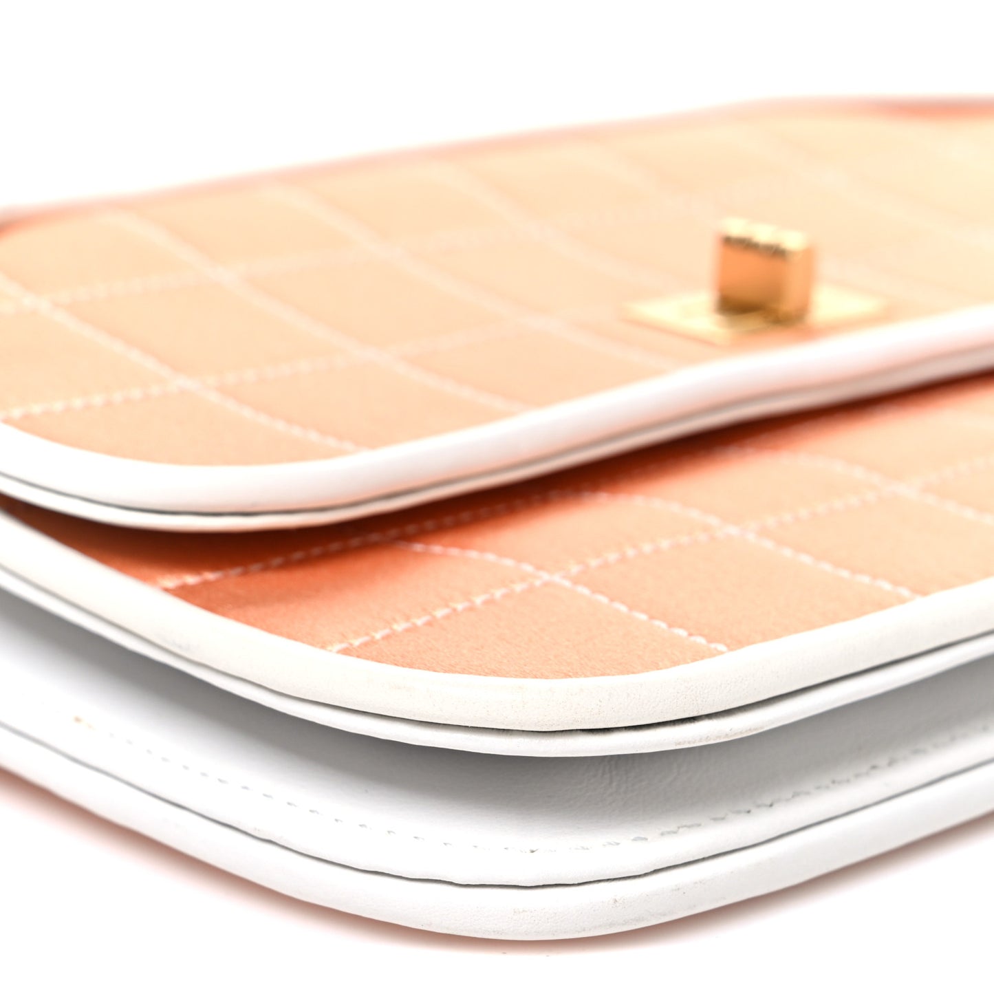 Satin Quilted Chocolate Bar Flap Orange