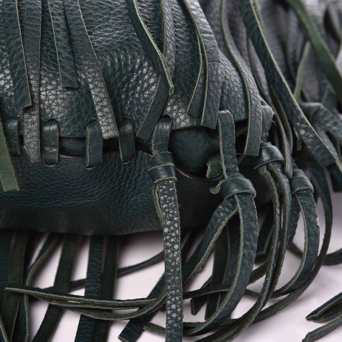 Grained Calfskin C-Rockee Fringe Hobo Light Emerald
