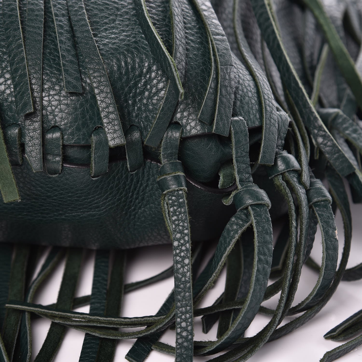 Valentino Garavani Grained Calfskin C-Rockee Fringe Hobo Light Emerald 9 of 12