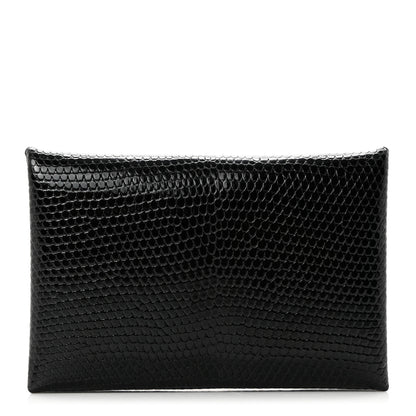 Hermes Lizard Calvi Card Case Black 1 of 7