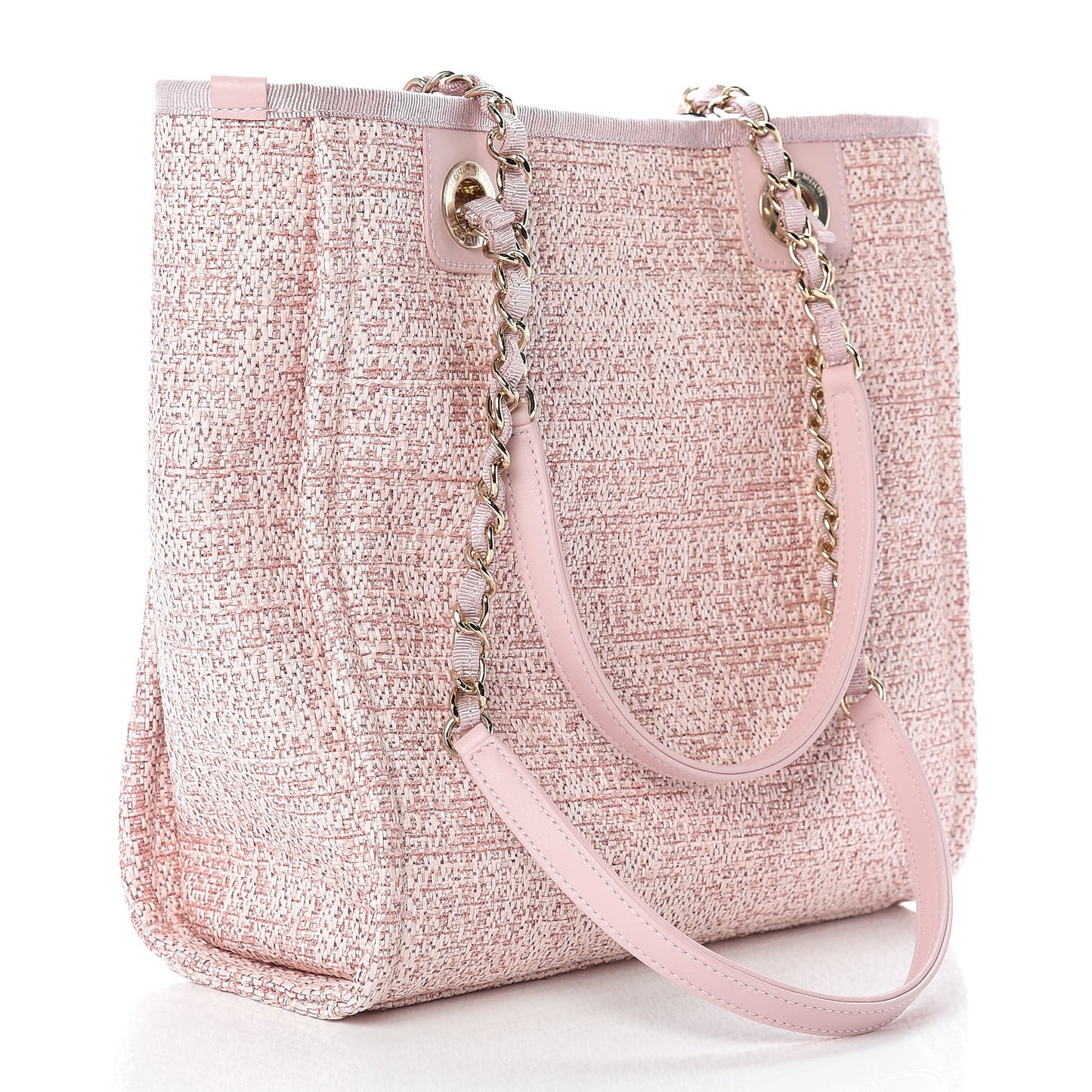 Woven Straw Raffia Mini Deauville Tote Pink