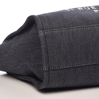 Chanel Denim Small Deauville Tote Dark Blue 8 of 9