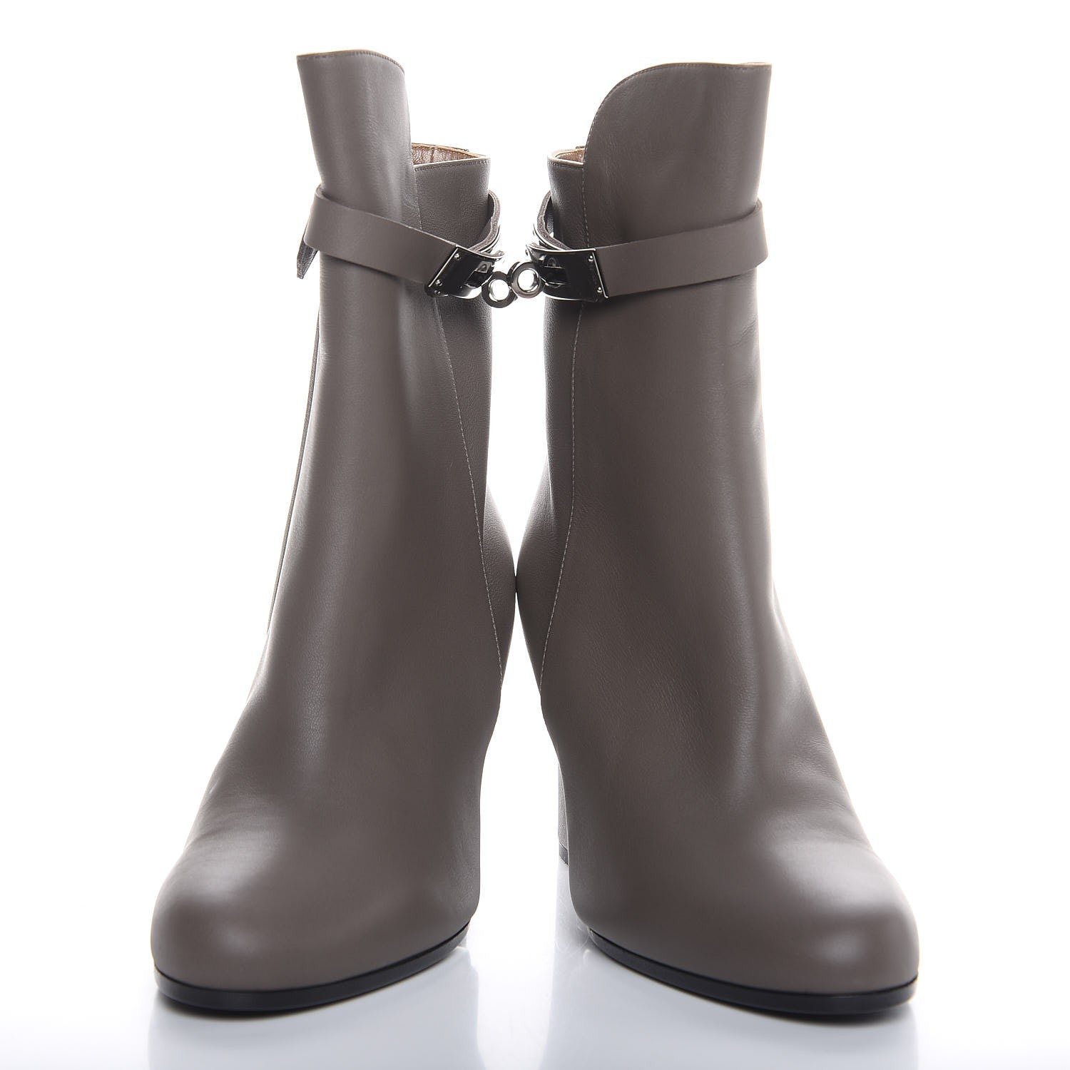 Hermes Calfskin Joueuse Ankle Boots 38.5 Etain 6 of 10