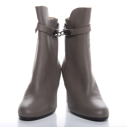 Hermes Calfskin Joueuse Ankle Boots 38.5 Etain 6 of 10