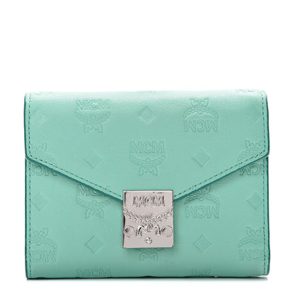 MCM Calfskin Ottomar Monogram Tri-Fold Wallet Green 1 of 8