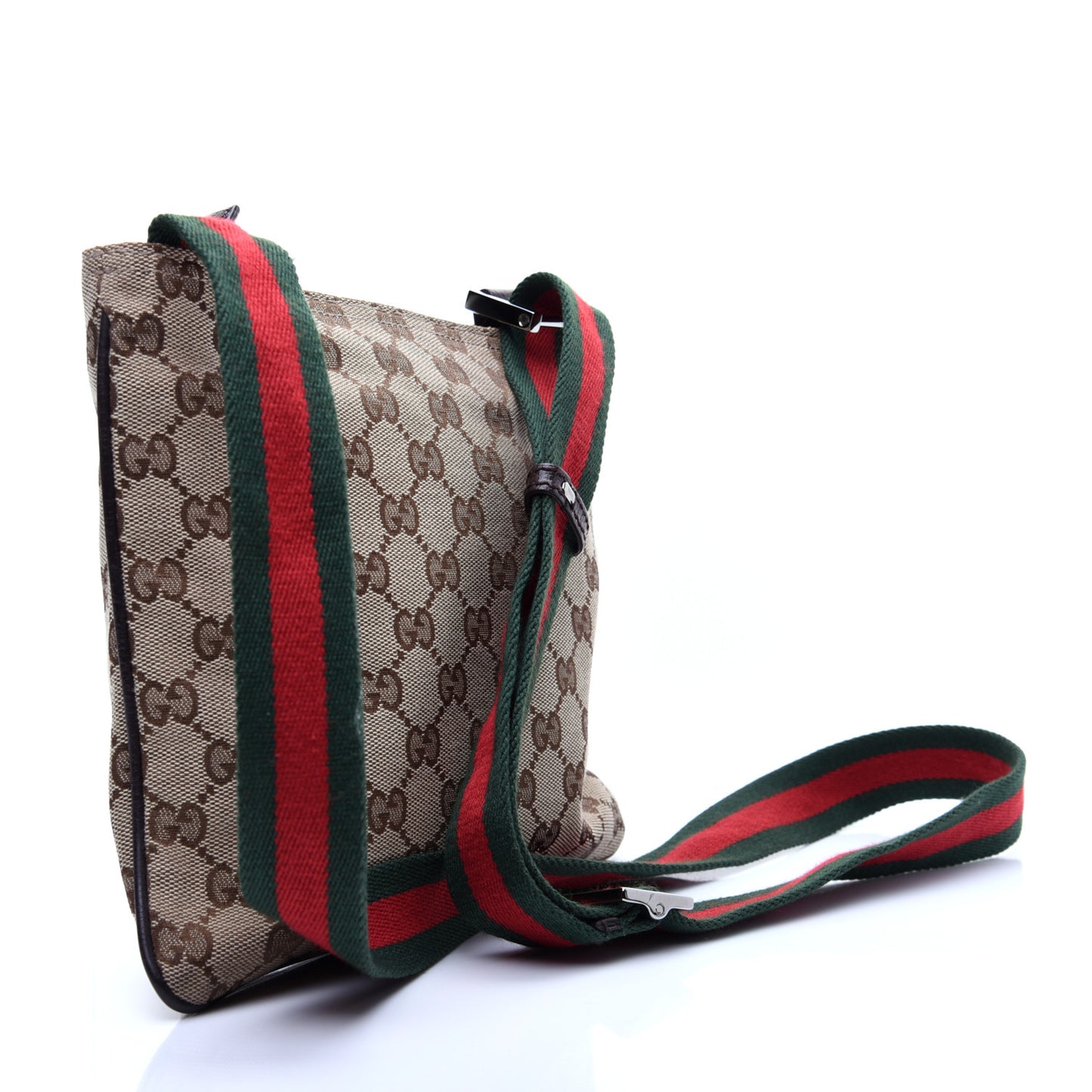 Monogram Web Small Flat Messenger Bag Brown