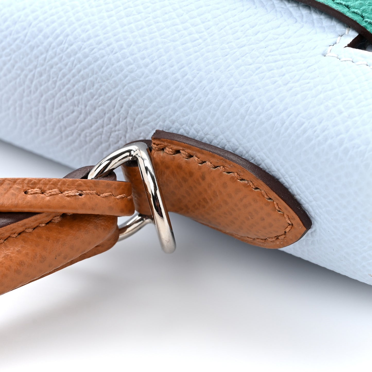 Epsom Tri-Color Kelly Sellier 25 Bleu Brume Vert Jade Gold