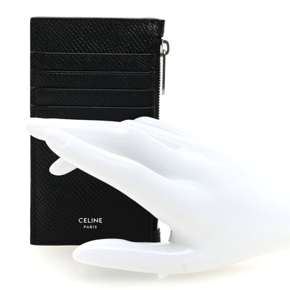 Celine Grained Calfskin Zipped Card Holder Black 2 of 7