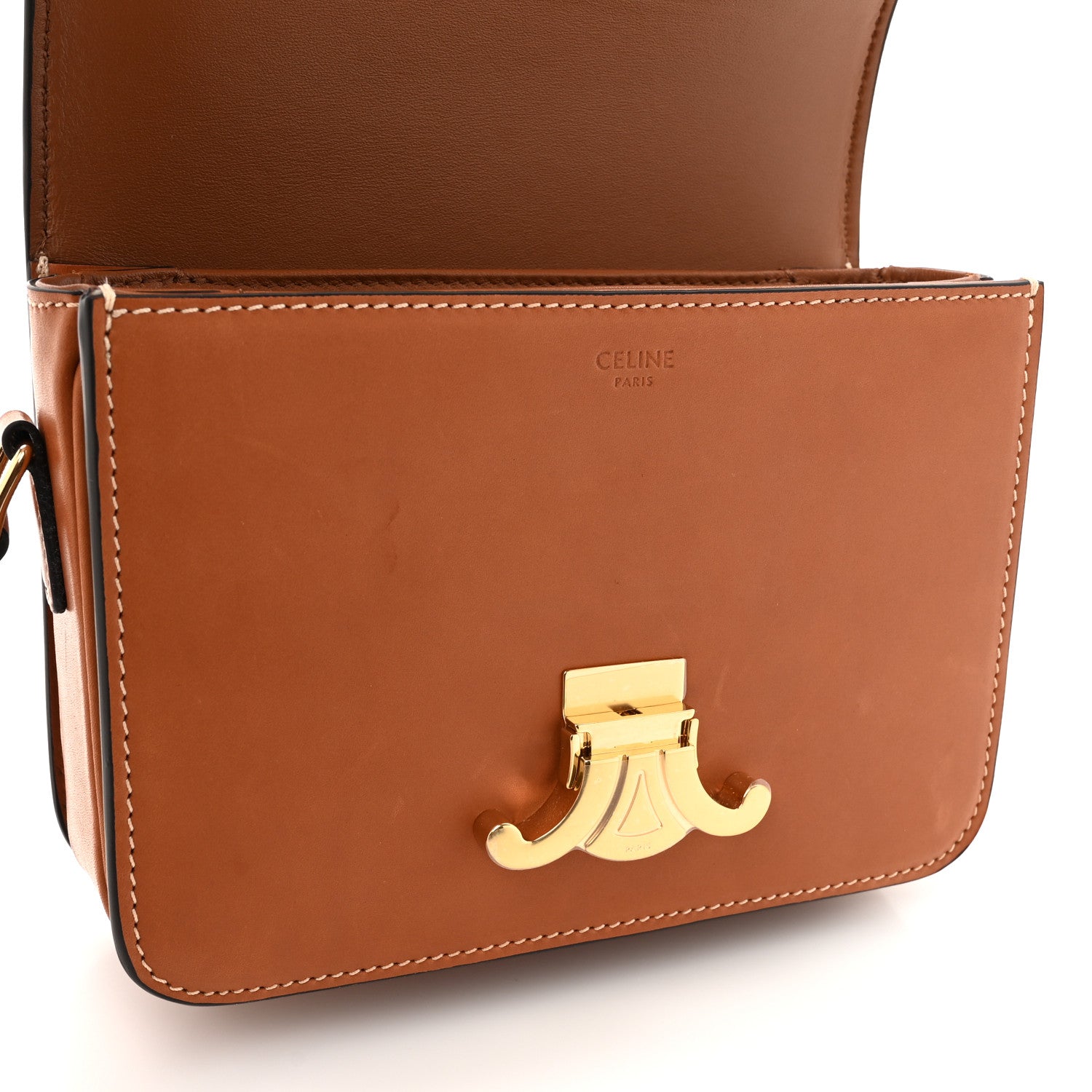 Celine Shiny Calfskin Teen Triomphe Tan 12 of 13