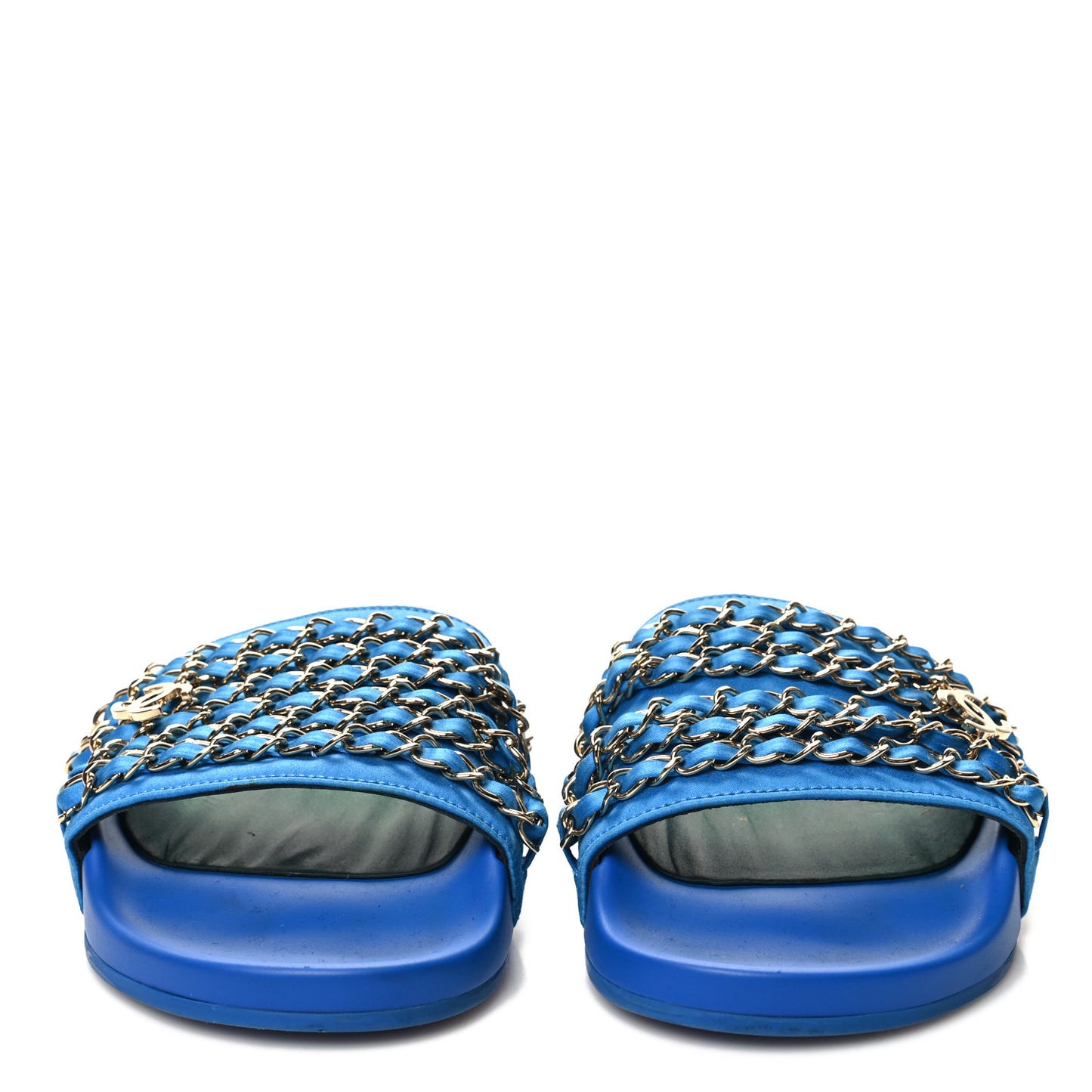 Canvas Chain Flat Sandals 36 Bright Blue