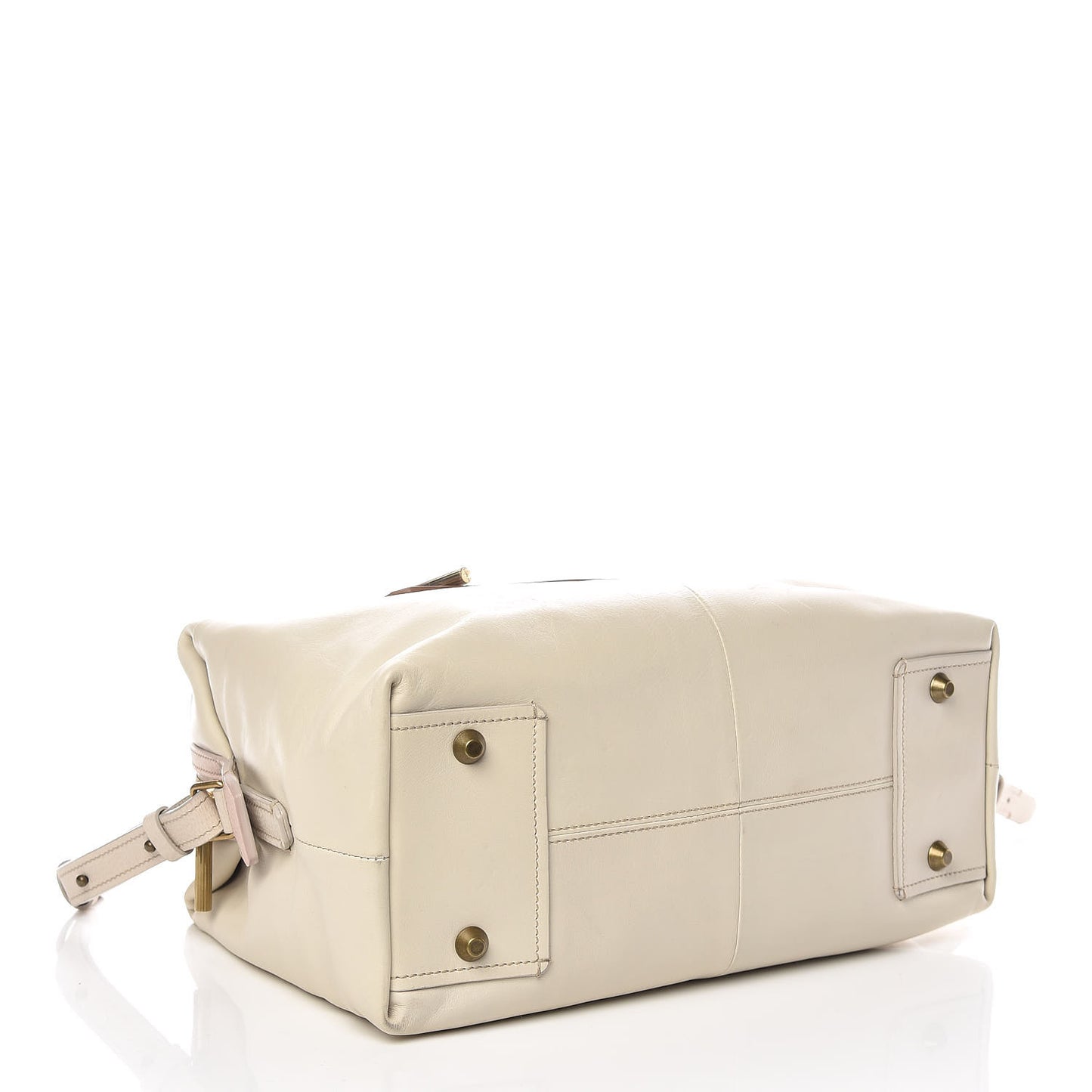 Smooth Calfskin Bicolor Padam Bowling Satchel White