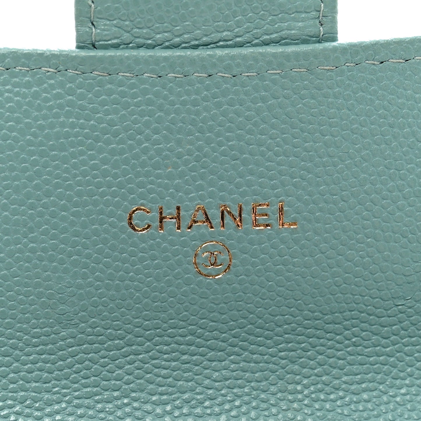 Caviar Quilted Medium Gusset Flap Wallet Light Blue