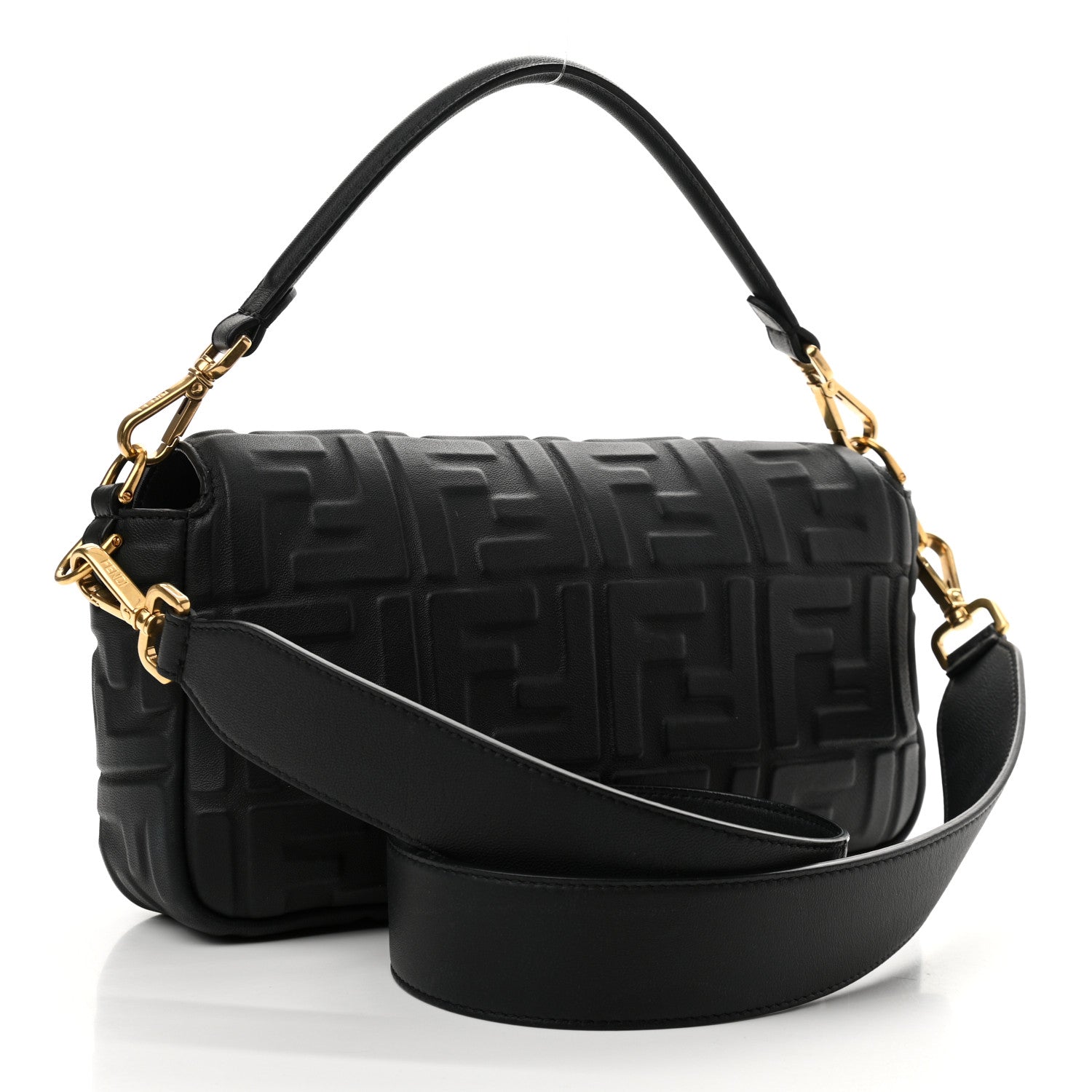 Fendi Nappa FF 1974 Embossed Baguette Black 3 of 12